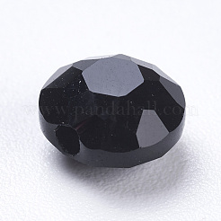 模造オーストリアクリスタルビーズ  グレードAAA  k9ガラス  多面カット  フラットラウンド  ブラック  6x3.5mm  穴：0.7~0.9mm&nbsp;SWAR-F053-6mm-23