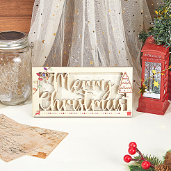 クリスマスをテーマにした長方形の木製マネーホルダー  祭りのお金持ち  モカシン  90x180x11.5mm&nbsp;AJEW-WH20006-282A