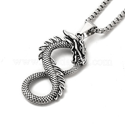 Alloy Dragon Infinity Pandant Necklace with Box Chains&nbsp;NJEW-K245-008