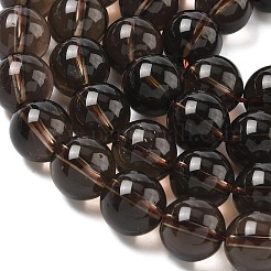 天然石スモーキークォーツビーズ連売り  ラウンド  グレードAB  10mm  穴：1mm  約40個/連  15.04インチ（38.2cm）&nbsp;G-C265-A01-10mm-02