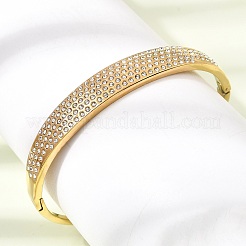 304 Stainless Steel Crystal Rhinestone Hinged Cuff Bangles for Women&nbsp;SA-CBAF851-02G