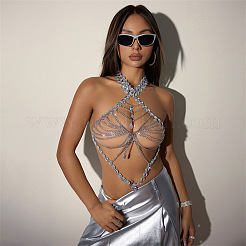 Alloy Clear AB Acrylic Rhinestone Disc Teardrop Sexy Body Chains for Night Club&nbsp;FS-WG1858E-01