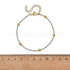 Duo Tone 304 Stainless Steel Round Ball Rope Chain Bracelets&nbsp;BJEW-JB14366