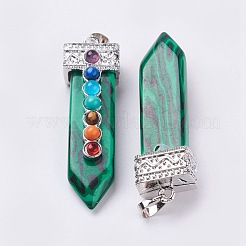 Synthetic Malachite with Synthetic & Natural Mixed Stone Chakra Big Pendants&nbsp;G-E415-A02