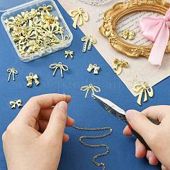 40 個 10 スタイルラックメッキ合金ペンダント  蝶結び  ゴールドカラー  10~33x10.5~26x2~4mm  穴：1.4~3mm  4個/スタイル&nbsp;FIND-CJ0003-93