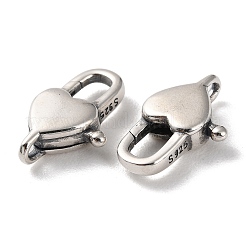タイスターリングシルバーカニカン925個  ハート  スタンプ925個付き  アンティークシルバー  14x9x3.5mm  穴：1.2mm&nbsp;STER-D003-56P