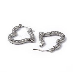 変色しない304ステンレススチール製ハートフープピアス（女性用）  ステンレス鋼色  23x23x2.5mm  ピン：0.5mm&nbsp;EJEW-I284-12P