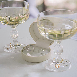 2 Sets 2 Colors Heart with Constellation Alloy Enamel Wine Glass Charms Sets&nbsp;AJEW-FH0004-70