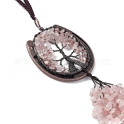Natural Rose Quartz Chip Tree of Life Pendants Decoration&nbsp;G-F733-06B