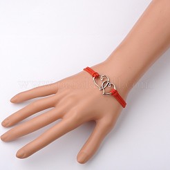 Alloy Double Heart Link Bracelets for Valentine's Day&nbsp;BJEW-JB01530-03