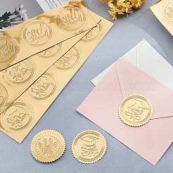 プラスチック製の粘着式金箔エンボスステッカー  メダル装飾ステッカー  ミツバチ  5x5cm  4pcs /シート&nbsp;DIY-WH0211-112