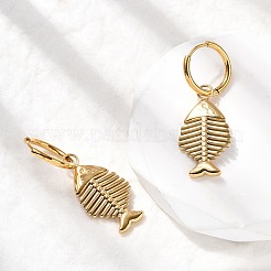 304 Stainless Steel Fish Hoop Earrings&nbsp;EJEW-K268-42G
