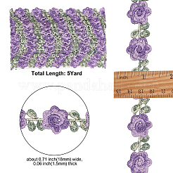 ポリエステルリボン  花柄  フラット  服飾材料  ダークスレートブルー  3/4インチ（18x1.5mm）&nbsp;OCOR-WH0068-45H