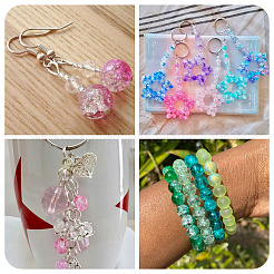 100Pcs Crackle Transparent Glass UV Reactive Beads&nbsp;GLAA-TA0004-28C