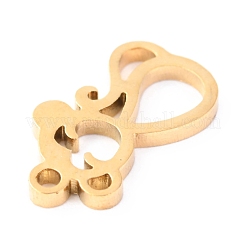 304ステンレススチールチャーム  レーザー切断  サル  ゴールドカラー  12x7x1.1mm  穴：1mm&nbsp;STAS-O142-48G