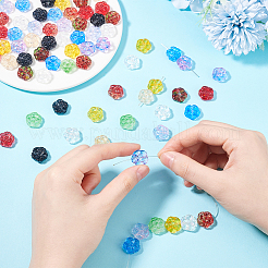 透明ガラスビーズ  花  ミックスカラー  15x15.5x7mm  穴：1~1.2mm  10個/セット&nbsp;GLAA-GA0002-12