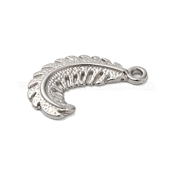 変色しない304ステンレススチールペンダント  フェザーチャーム  ステンレス鋼色  24x15x2mm  穴：1.6mm&nbsp;STAS-N103-32P