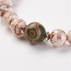 Natural Tibetan Style dZi Agate Bead Stretch Bracelets&nbsp;BJEW-JB03098-02