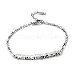 304ステンレススチールラインストーンリンクブレスレット  ステンレス鋼色  7-3/8インチ（18.6cm）&nbsp;BJEW-P369-01P