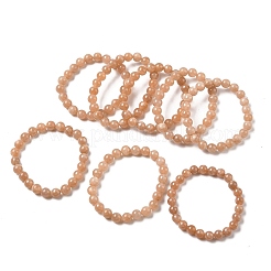 天然サンストーンビーズストレッチブレスレット（男女兼用）  ラウンド  内径：2-1/8インチ（5.5cm）  ビーズ：8mm&nbsp;BJEW-I322-01
