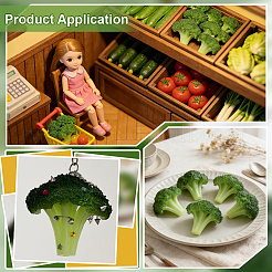 人工食品ミニチュアPVC野菜ブロッコリー  ドールハウスの小道具の装飾アクセサリー用  グリーン  51.5x60.5x38.5~39mm&nbsp;DJEW-WH0039-199