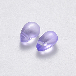 透明スプレー塗装ガラスチャーム  グリッターパウダー付き  ティアドロップ  ライラック  9x6x6mm  穴：1mm&nbsp;GLAA-R211-03-B08