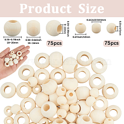 150Pcs Natural Unfinished Wood Beads&nbsp;WOOD-SP0001-57