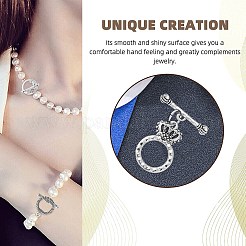 80 セット 8 スタイル チベット スタイル合金トグル クラスプ  クラウン＆ノット付きリング＆ラウンドリング  混合図形  アンティークシルバー  8~23.5x12~18x1.5~3.5mm  穴：1.8mm  10セット/スタイル&nbsp;TIBE-CJ0001-21