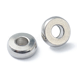 変色しない202ステンレススチールスペーサービーズ  フラットラウンド  ステンレス鋼色  4x1.5mm  穴：1.5mm&nbsp;X-STAS-H152-05C-P