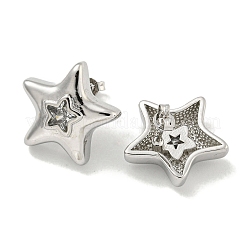 Brass Micro Pave Cubic Zirconia Stud Earrings for Women&nbsp;EJEW-E312-01A-P