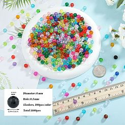 1500個15色透明アクリルビーズ  多面カット  ラウンド  ミックスカラー  6mm  100個/カラー&nbsp;TACR-SZ0001-21A