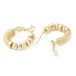 パンクスタイルブラスフープピアス  テクスチャリング  男性女性用  16KGP本金メッキ  24x21x5mm&nbsp;EJEW-A102-05G