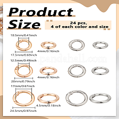 24Pcs 6 Styles Alloy Spring Gate Rings&nbsp;FIND-LP0003-45