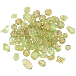 透明アクリルビーズ120g  ライン入り  混合図形  薄緑  7.5~22.5x7.5~21x5.5~13mm  穴：1.2~5.5mm&nbsp;MACR-PA0001-72B
