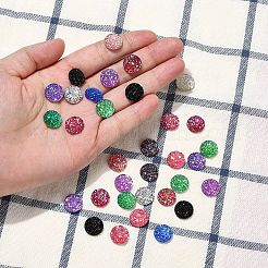 樹脂カボション  イミテーションドゥルージーアゲート  フラットラウンド  ABカラーメッキ  ミックスカラー  12x3mm  90pc&nbsp;CRES-YW0001-01