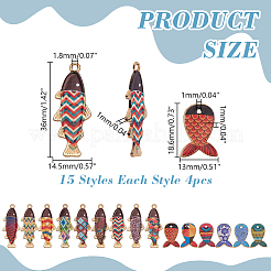 60Pcs 15 Styles Alloy Enamel Pendants&nbsp;FIND-AR0006-77
