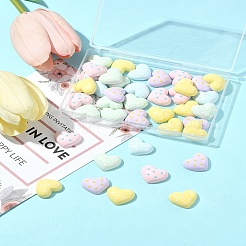40 個のプラスチックカボション  スポットチャーム  ミックスカラー  ハート  16.5x19x6.5mm&nbsp;FIND-FS0004-35A