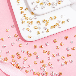 800スタイルの真鍮クリンプビーズカバー4個  ニッケルフリー  ゴールデン＆シルバー  3~4mm  穴：1.2~1.5mm  200個/スタイル&nbsp;KK-AR0003-69