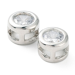 Rack Plating Brass Micro Pave Clear Cubic Zirconia Slide Charms&nbsp;KK-C035-03P