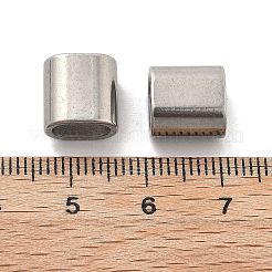304ステンレススチールスライドチャーム  スライダービーズ  レザーコードブレスレット作り用  オーバル  ステンレス鋼色  10x10x6.5mm  穴：7x4mm&nbsp;STAS-R138-02P
