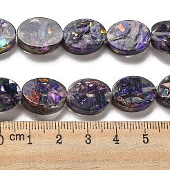天然の染色されたインペリアルジャスパーと樹脂ビーズの連売り  オーバル  暗紫色  16x12x6mm  穴：1.2mm  約11個/連  6.89インチ（17.5cm）&nbsp;G-G083-A02-01