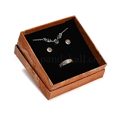 金箔加工の紙製ギフトボックス  ジュエリーセットの梱包箱  正方形  チョコレート  9x9x3.1cm&nbsp;TH-CBAF4A5-01E
