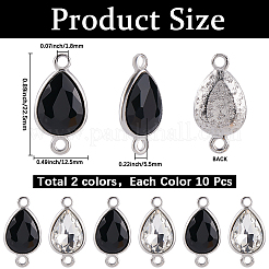 20Pcs 2 Colors Alloy Faceted Glass Connector Charms&nbsp;FIND-SC0016-29