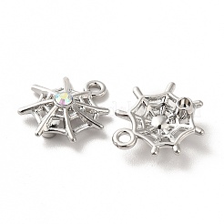 合金ペンダント  ガラスと  鉛フリー＆カドミウムフリー  スパイダーネットチャーム  プラチナ  16x14.5x4.5mm  穴：1.5mm&nbsp;PALLOY-K001-080P