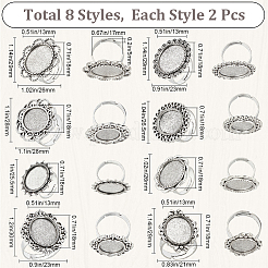 16Pcs 8 Style Adjustable Alloy Finger Rings Components&nbsp;FIND-SC0008-66