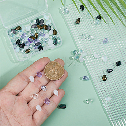 ティアドロップガラスチャーム96色8個  ミックスカラー  9x6x5mm  穴：1mm  12個/カラー&nbsp;GLAA-HY0001-50B