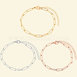 15Pcs 3 Colors 304 Stainless Steel Paperclip Chain Bracelets&nbsp;BJEW-BBC0001-20