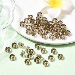 K9ガラス  模造オーストリアクリスタルビーズ  グレードAAA  多面カット  フラットラウンド  グレー  8x3.5mm  穴：0.9~1mm&nbsp;SWAR-F078-4x8mm-21
