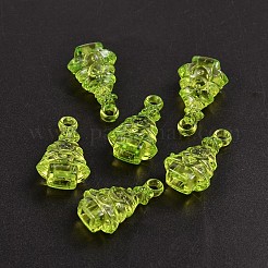 クリアアクリルパーツ  クリスマスツリー  緑黄  35x20x12mm  穴：3mm  約210個/500g&nbsp;PL932Y-1