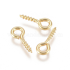 304ステンレススチールスクリューアイピンペグベイル  片穴パーツ用  ゴールドカラー  10x4x1mm  穴：2mm  ピン：1.4mm&nbsp;X-STAS-L234-165C-G